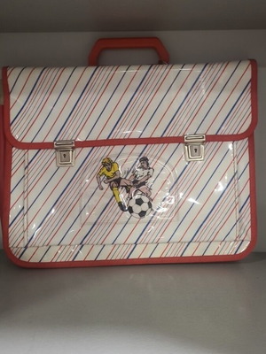 Vintage school bag with retro football design