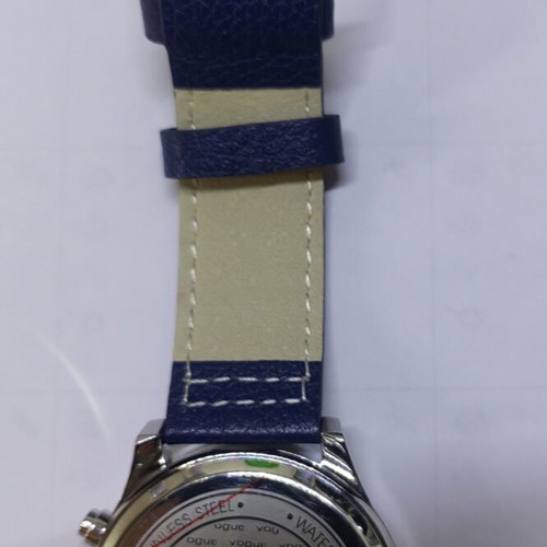 Vogue men's watch new, blue leather strap, 45mm dial, waterproof