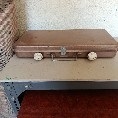 Gas tabletop stove for camping used, double burner