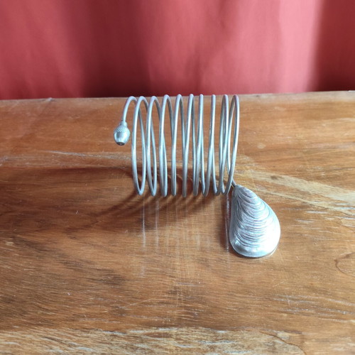 Vintage Metal Spiral Letter Holder with Shell and Acorn