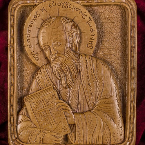 St. John the Theologian image made of wax, mastic and incense