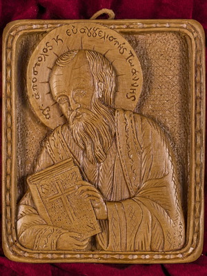 St. John the Theologian image made of wax, mastic and incense