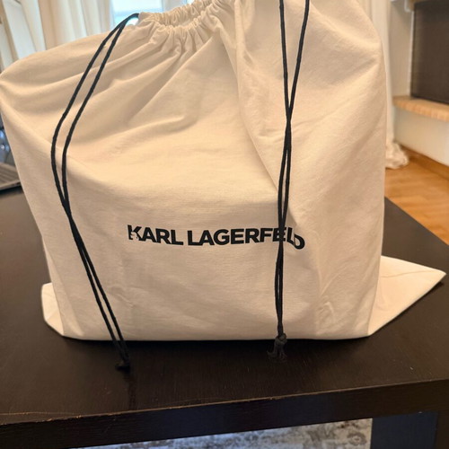 Karl Lagerfeld Large Shoulder Bag New, Beige and White Leather
