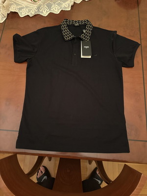 Fendi πόλο μπλούζα, μαύρη, XL