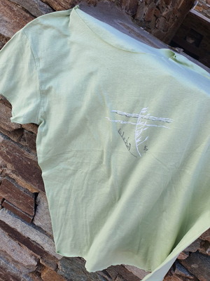 Black Lotus T-shirt handpainted, green, size M