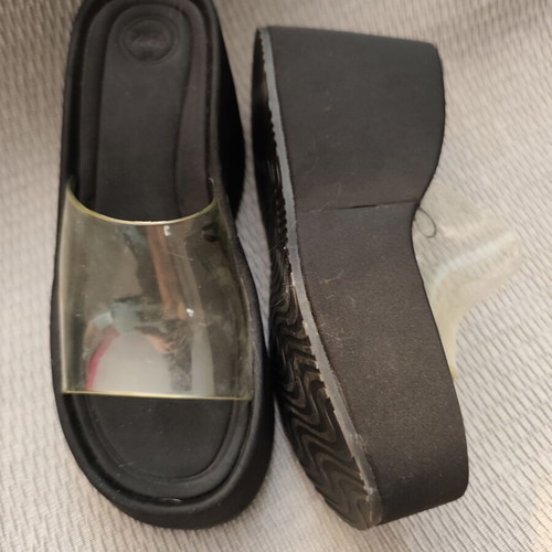 Zara platform sandals with transparent upper, new