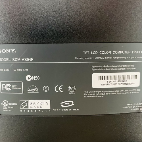 Sony PC Monitor SDM-HS94P used TFT LCD color display
