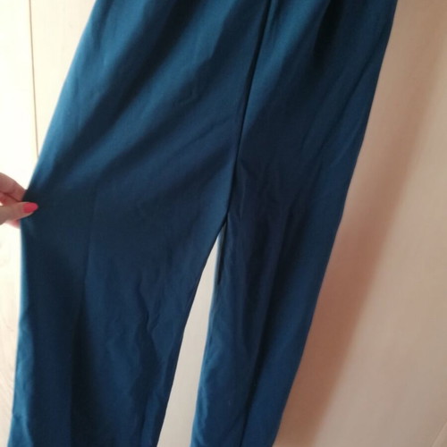 Petrol one-shoulder jumpsuit with ruffle