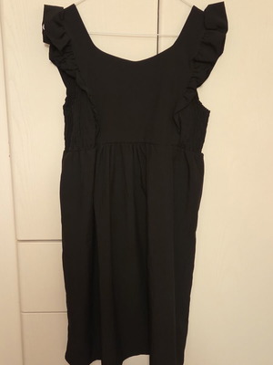 Black mini dress with ruffles on straps like new, size small