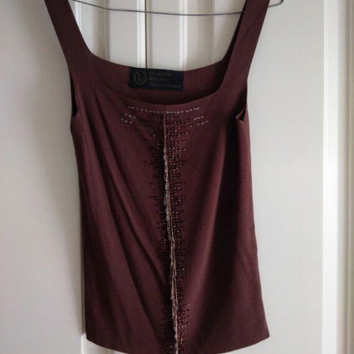 Sleeveless women's top new, brown with sequins and beads