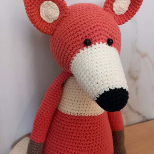 Handmade knitted fox doll new 50 cm