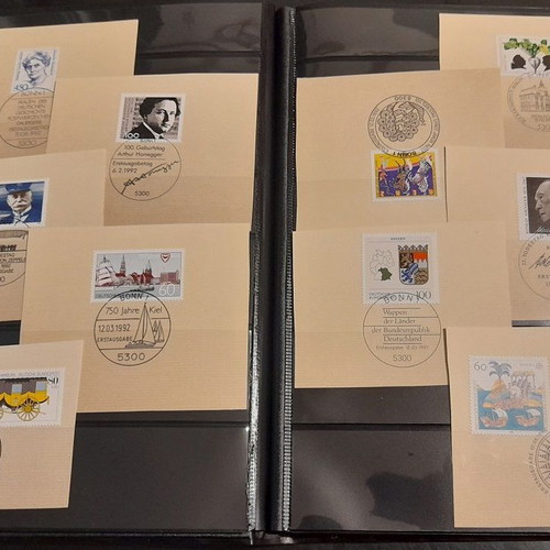 Germany stamp collection used, 100 complete paper series with commemorative postmarks