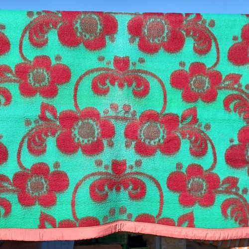 Wool Blanket Two-Sided Vintage Floral Pattern 1.10×1.80 Like New