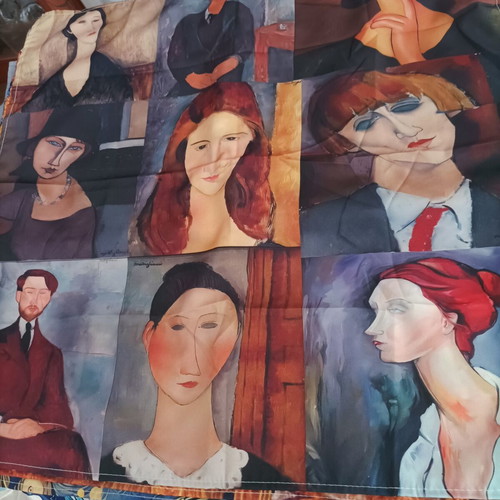 Φουλάρι με art σχέδιο 40x40cm, unisex