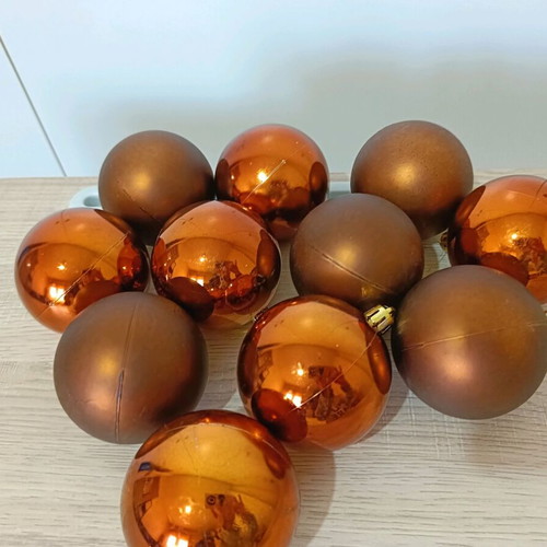 Christmas tree balls, 11 pieces, copper color like new