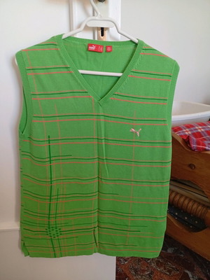 Puma men's green cardigan like new, cotton