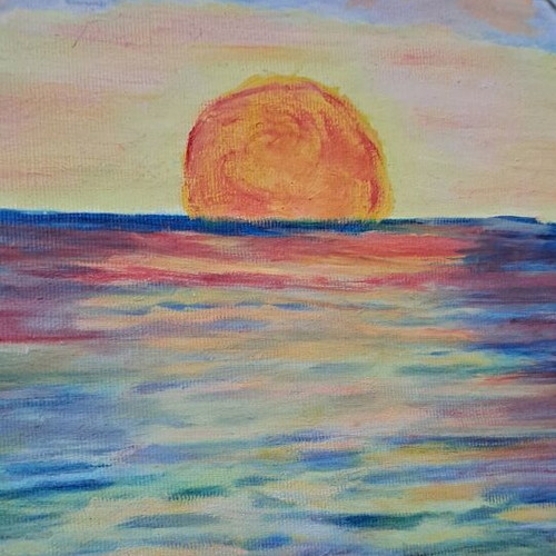 Oil painting ship new with oil paint