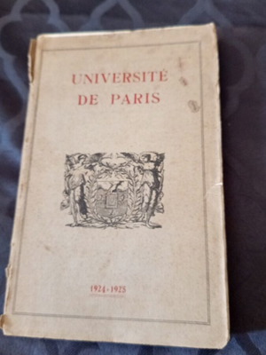 University of Paris Study Guide 1924-25 used, French