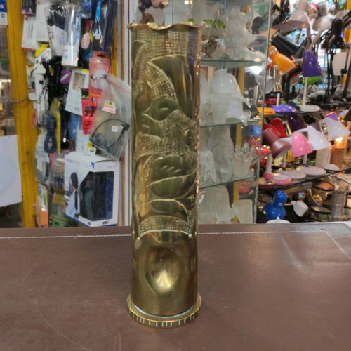 Vase from old shell used, bronze