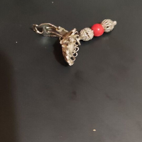 Earrings traditional Gianniotiki costume with coral handmade, like new