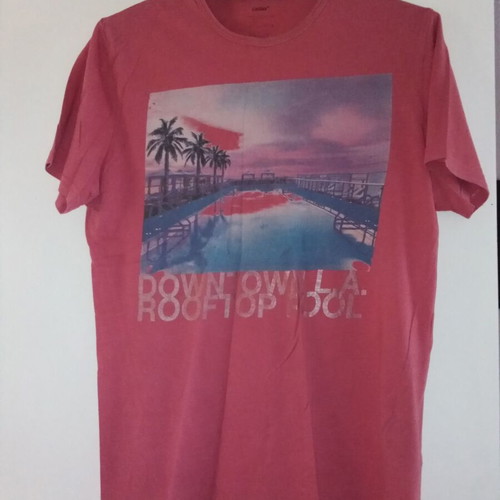 T-shirt Celio used, casual pink with front print, size M