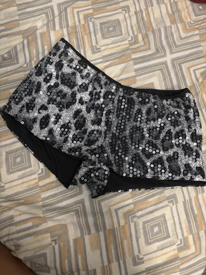 Shein mini sexy leopard shorts, black and white