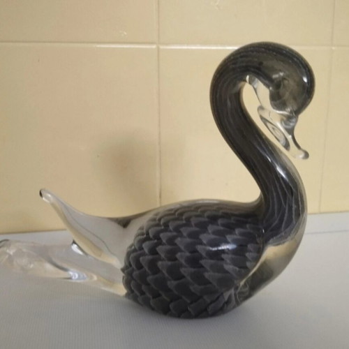 FM Konstglas vintage crystal swan with Fumato technique