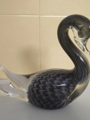FM Konstglas vintage crystal swan with Fumato technique