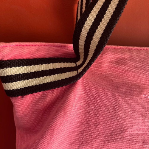 Gant bag large size, used, canvas pink/fuchsia with white/black handles