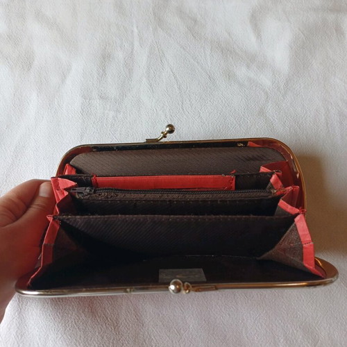 Women's vintage wallet used, red with visible wear