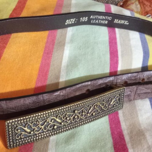 Hawk leather women's belt new with carved bronze buckle