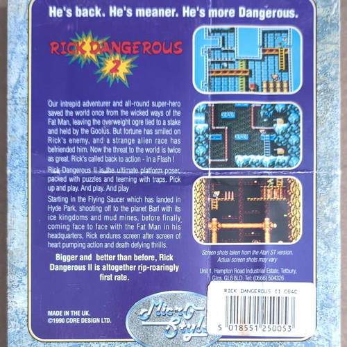 Rick Dangerous 2 Commodore Cassette used without manual