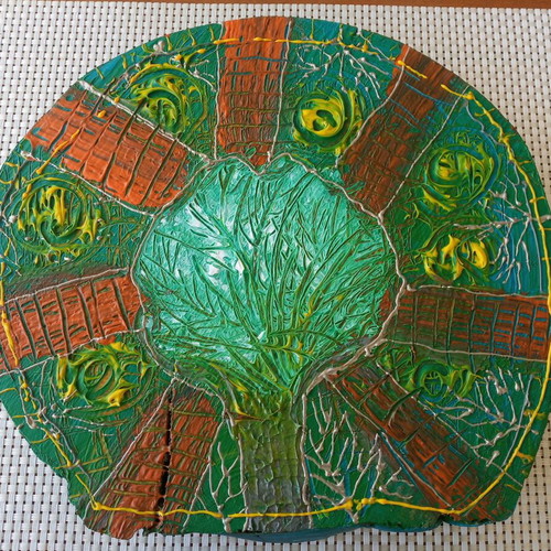 Painting on wood slice new with acrylic colors