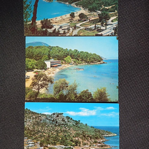 Thasos vintage 1980s postcards used, pack of 3