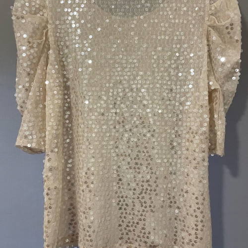 Zara sequin blouse like new, white, size L
