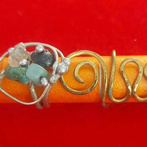 Set of handmade rings from silver and brass like new