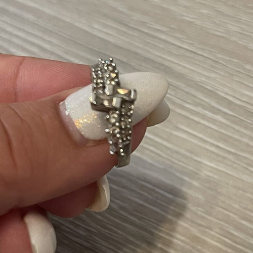 Ring 585 white gold with zircon used, size 56, 3.1 g