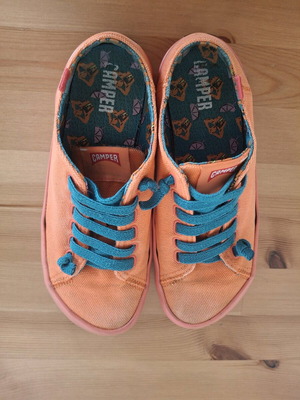 Παπούτσια Camper γυναικεία 38 μεταχειρισμένα, υφασμάτινα πορτοκαλί ανοιξιάτικα-καλοκαιρινά