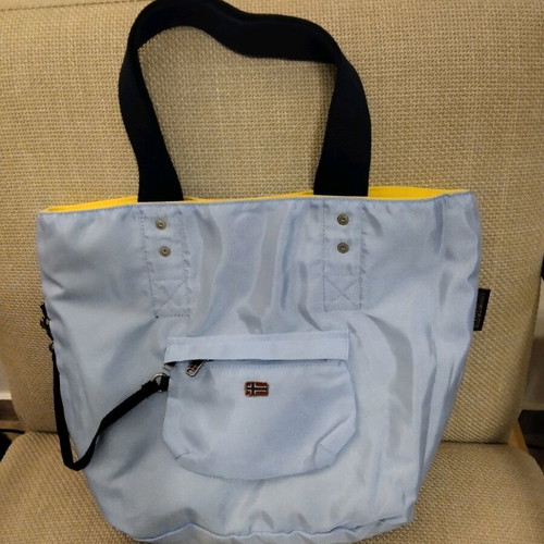 Napapijri woman shoulder bag new, reversible yellow and blue