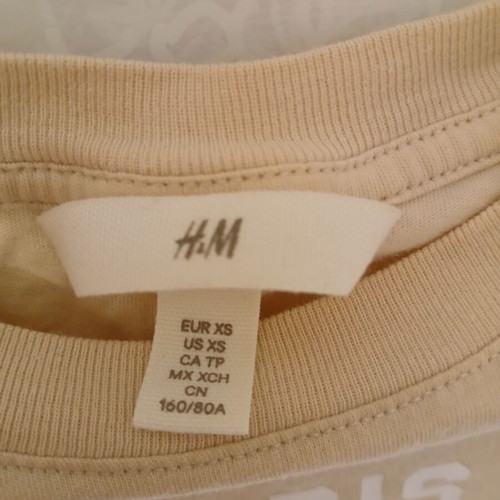 Beige crop top t-shirt "Paris Rêveries Le Marais" like new, H&M