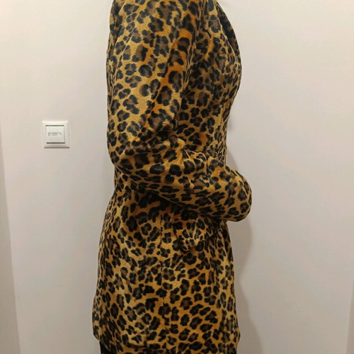 Long leopard jacket used, size Medium, brown
