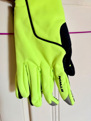 Γάντια ποδηλασίας χειμερινά παιδικά unisex BTWIN, μέγεθος 12 ετών, κίτρινα φωσφοριζέ