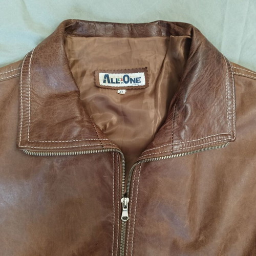 Leather jacket used, brown, size XL, Italian