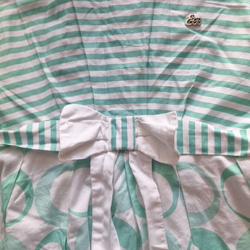 Evita dress for girls 9-10 years used, green and white with bow