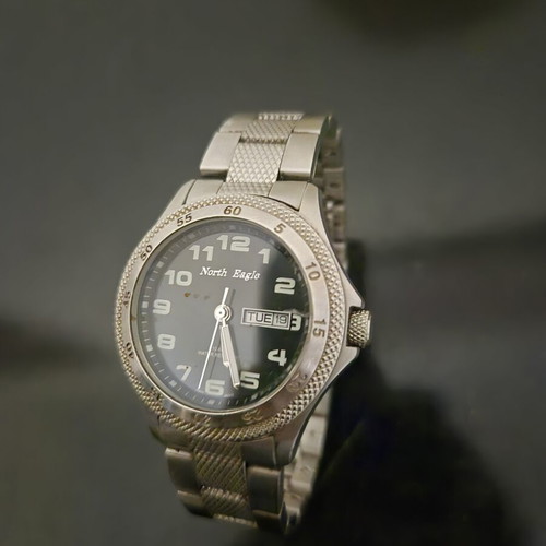 North Eagle Quartz men's watch stainless steel 10 ATM water resistant used