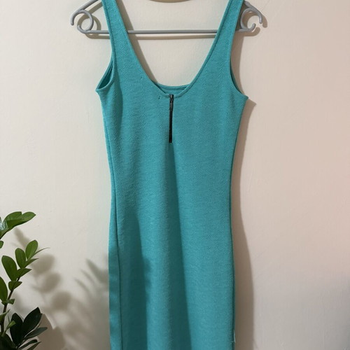 Bershka turquoise midi dress sleeveless, medium