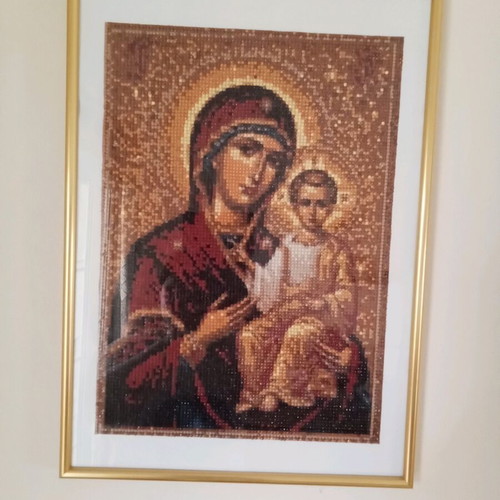 Panagia Vrefokratousa Diamond Painting with Gold Frame new