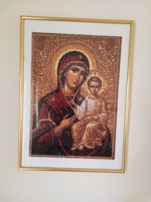 Panagia Vrefokratousa Diamond Painting with Gold Frame new