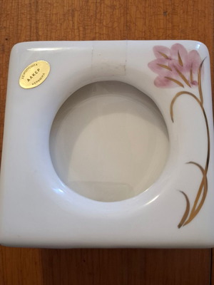 Handmade porcelain vintage frame like new with pink roses and gold details