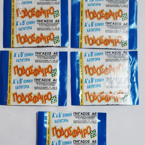 Panini Podosfairo 1995 sealed sticker packs, set of 5